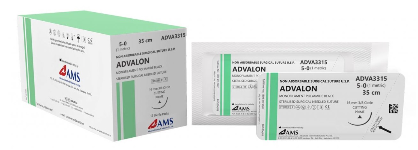 ADVALON MONOFILAMENT POLYAMIDE BLACK 1 100CM 1/2 CIR RB HEAVY SINGLE ARM 40MM